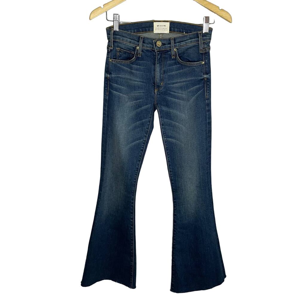 McGuire Denim  Flare Wide Leg Distressed Jeans High Rise Raw Hem Boho Sz. 24